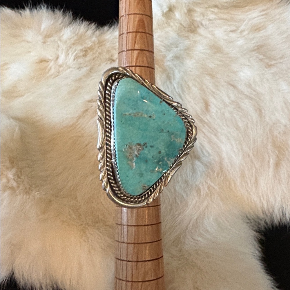 Turquoise Silver Statement Ring - image 4